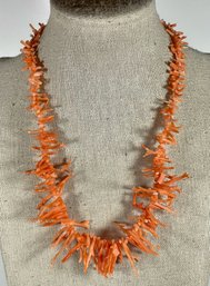 Fine Genuine Branch Coral Graduated Beaded Necklace 16'
