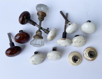 Vintage Porcelain And Glass Door Knobs