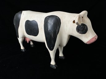 Wooden Cow Figure