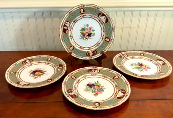 Four Elaborate English Porcelain Dinner Plates