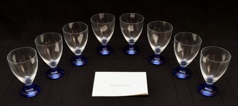 Set Of 8 Tiffany & Co Crystal 57th Street Cobalt Claret Wine Glasses