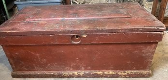 Antique Tool Box In Red Paint