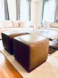 Pair Lillian August Leather Cube Stools  (LOC: W1)