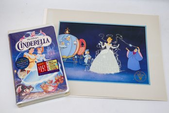 Walt Disney's Masterpiece Cinderella Exclusive Commemorative Lithograph And VCR Tape Sealed