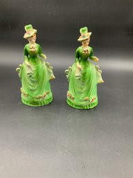 Vintage Porcelain Ladies In Green