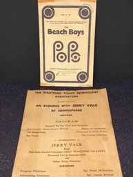 2 Vintage Promo Flyers 1970's The Beach Boys Feat. Kiki Dee & Jerry Vale At The Stratford Shakespeare Theater