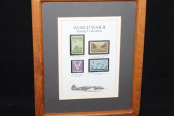 US Postage Stamps Of WWII Display In Heavy Frame