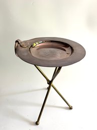 A Silver Plate Tripod Drinks Table - Folds Flat