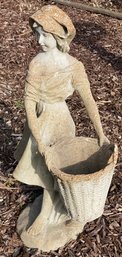 Concrete Garden Statue With Basket