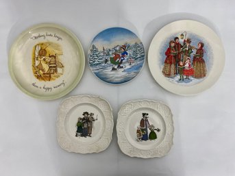 Five Mostly Winter Themed Porcelain Plates (5)