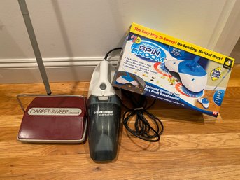 Black & Decker Dust Buster, Bissel Carpet Sweeper And Hurricane Spin Broom New In Box