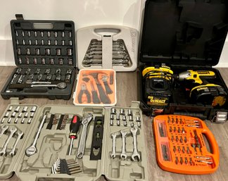 Power Drill, Tool Kits & Box Of Useful Supplies