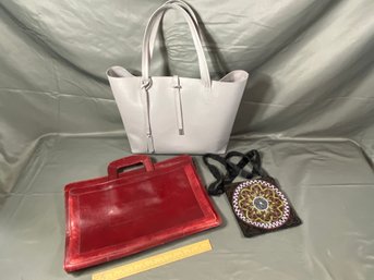 Purse Collection: Vince Camuto Shoulder Bag, Red Leather Briefcase, Swee Lo Beaded Purse