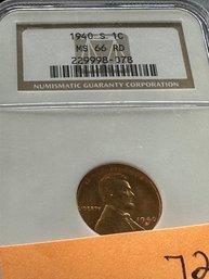 Lincoln Reverse Wheat  (1909-1958)  1940S 1C  MS66 RD