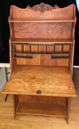 Oak Secretary Desk With Shelf Top