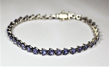 Sterling Silver Designer Tanzanite Link Bracelet