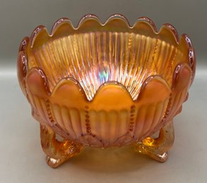 Marigold Carnival Glass Leaf Footed Dish