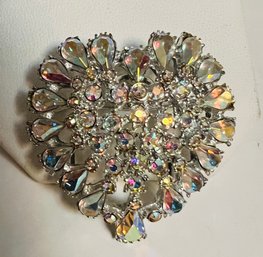 HEART SHAPED RHINESTONE BROOCH/PENDANT