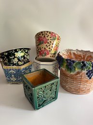 An Assortment Of Decorative Ceramic Planters