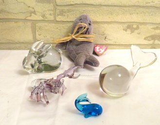 Glass Sea Animals And Beanie Baby Seal