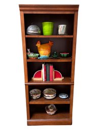 Wooden Five Shelf Bookshelf - With Contents