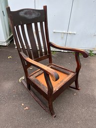 Antique Stained Wood Rocking Chair
