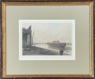 The Cable Passed From The Works Into The Hulk Lying In The Thames At Greenwich Framed Lithograph