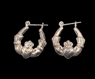 Vintage Sterling Silver Claddagh Earrings