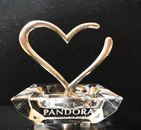 Pandora Unforgettable Memories- Crystal With Silver Tone Open Heart Ring/ Jewelry Holder