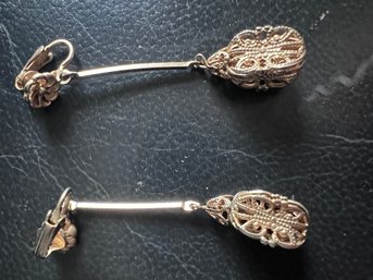 Gold Tone Vintage Clip-on Dangle Earrings