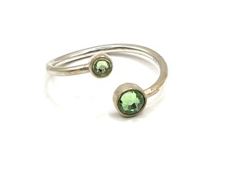 Alex And Ani Designer Sterling Silver Peridot Color Wrap Around Ring, Size 7.5