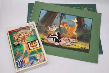 Walt Disney's Bambi Exclusive Commemorative Lithograph And VHS Tape Sealed