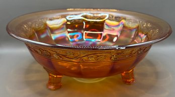 Marigold Carnival Glass Daisy Wreath Bowl With 3 Legs