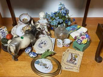 LOT OF ITEMS INCLUDES PORCELAINS, MUSIC BOX, BREYER BULL