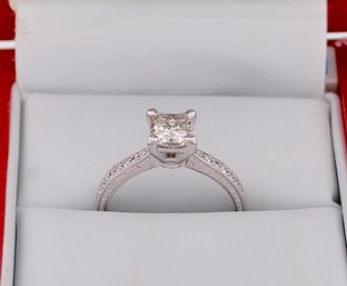 **CERTIFIED** 1.19 Carat TW Princess Cut Diamond Engagement Ring