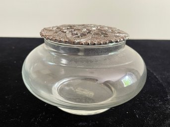Glass Trinket Bowl With Metal Lid