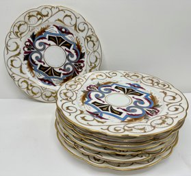 Set Vintage Imperial Vienna Plates With Gold Accents, Austria (8 Pieces)