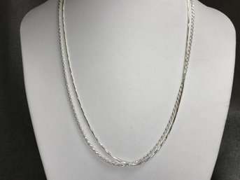 Two Very Nice Brand New 925 / STERLING SILVER Necklaces (1) Classic Rope Chain (1) Snake Chain - Made In Italy