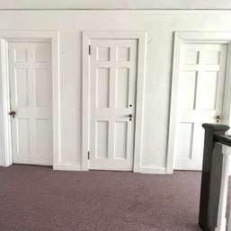 A Collection Of Approx 13 Solid Wood - Original - 6 Panel Doors And Knobs - 3rd Floor
