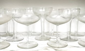 A Set Of 15 Vintage Coup Glasses In Multiple Styles