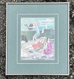 A Sunbathing Themed Lithograph