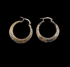 Vintage Sterling Silver Vermeil Engraved Hoop Earrings