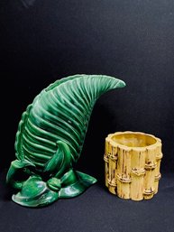 Vintage Fern & Bamboo Vase/planter