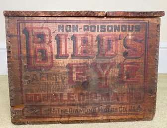 Wooden Advertising Crate: Bird's Eye Double Dip Matches