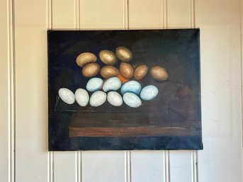 Brown & White Chicken Eggs Oil On Canvas