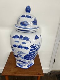 Oversize Blue & White Ginger Jar