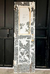 An Antique Steel And Chicken Wire Glass Warehouse Door