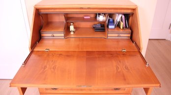 FINELY CRAFTED WOOD & INLAY SECRETARY DESK WITH 4 DRAWERS FOR STORAGE