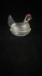 Glass Hen Lidded Bowl