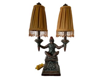 Late 20th Century Maitland-Smith Bellhop Monkey Dual Arm Lamp